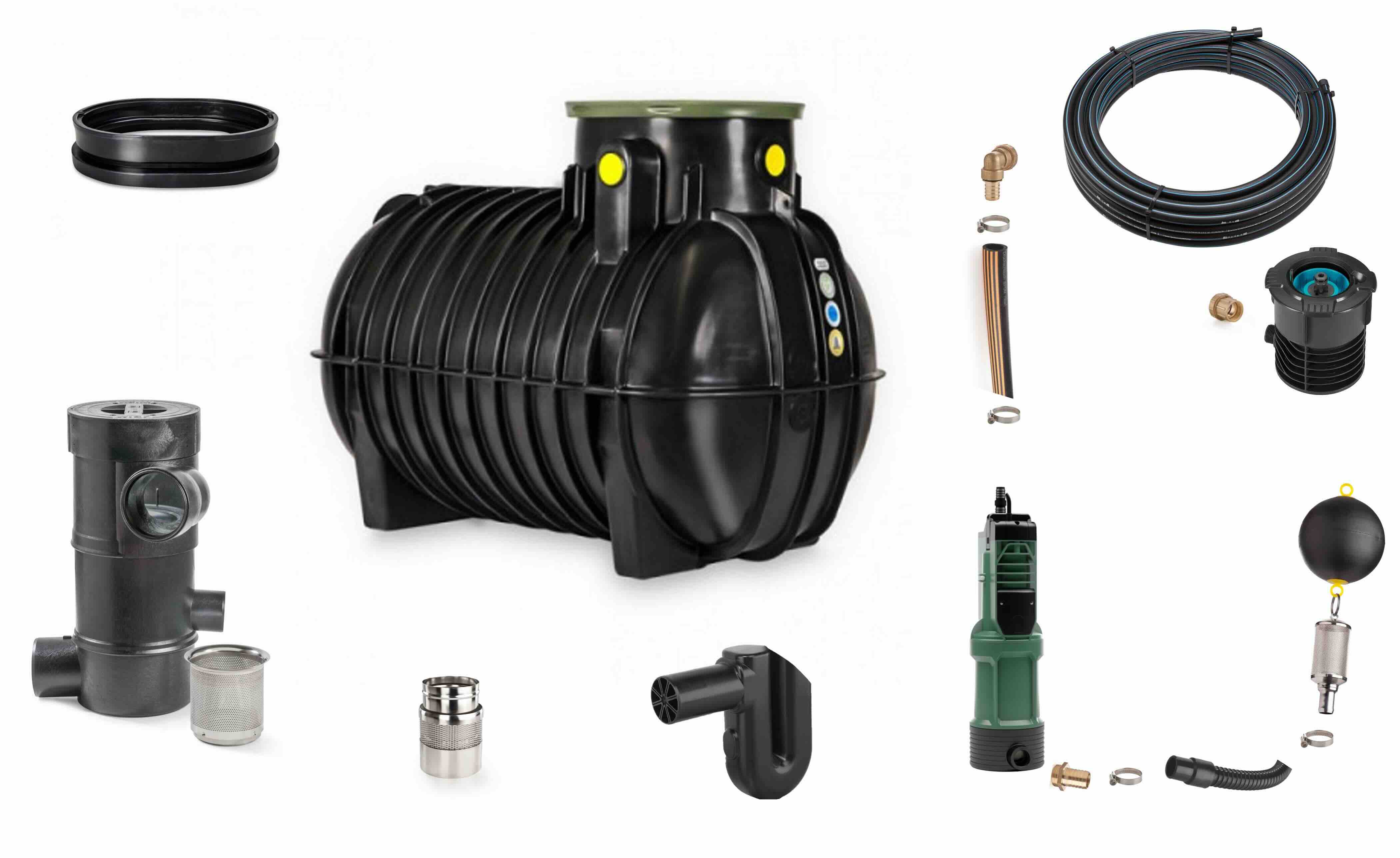 begehbares 5.000 l RTMO-Zisternen-Komplettset für Haus und Garten für bis zu 500 m² mit Wirbel-Feinfilter WFF 150