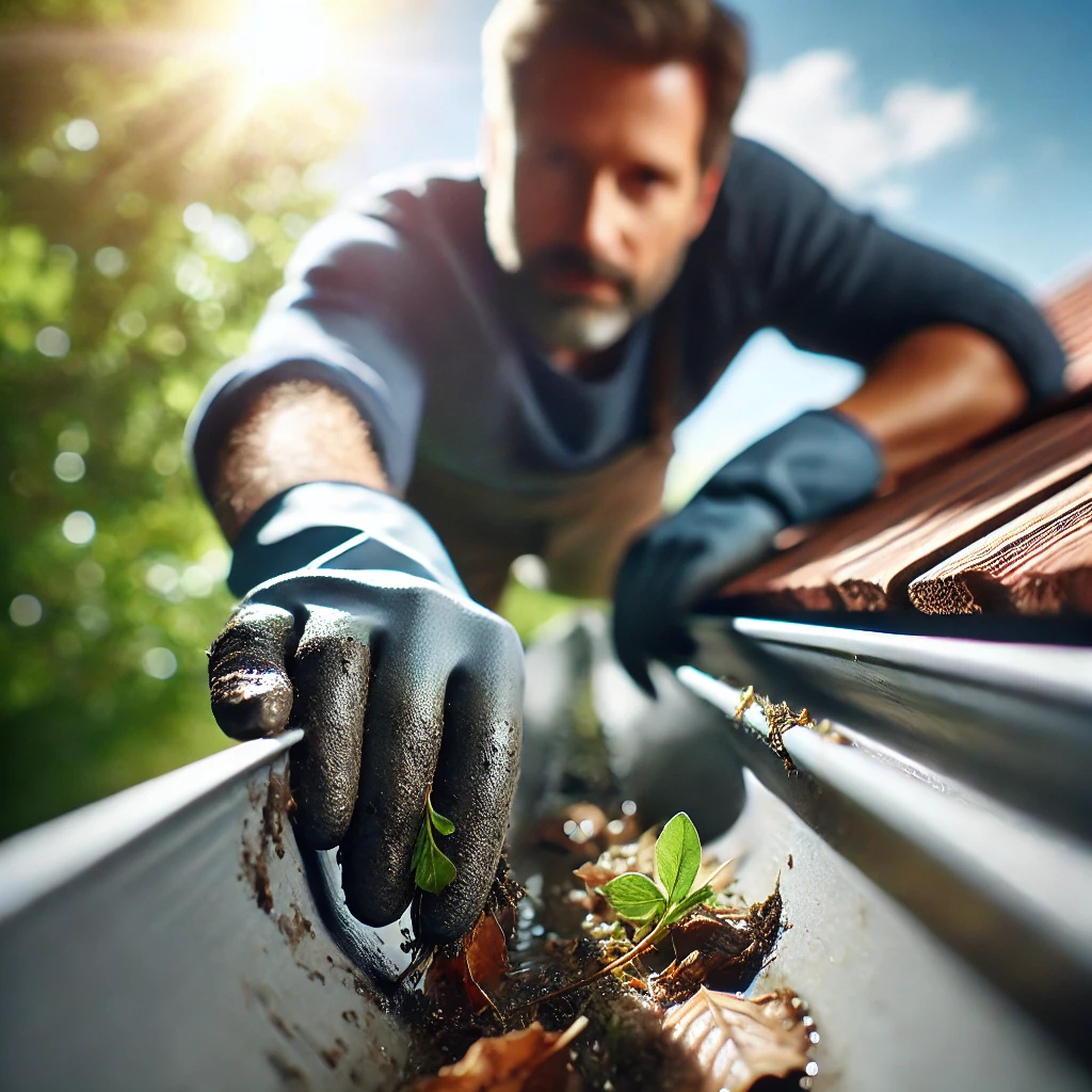 Clean the gutter and downpipe Clean the gutter and downpipe