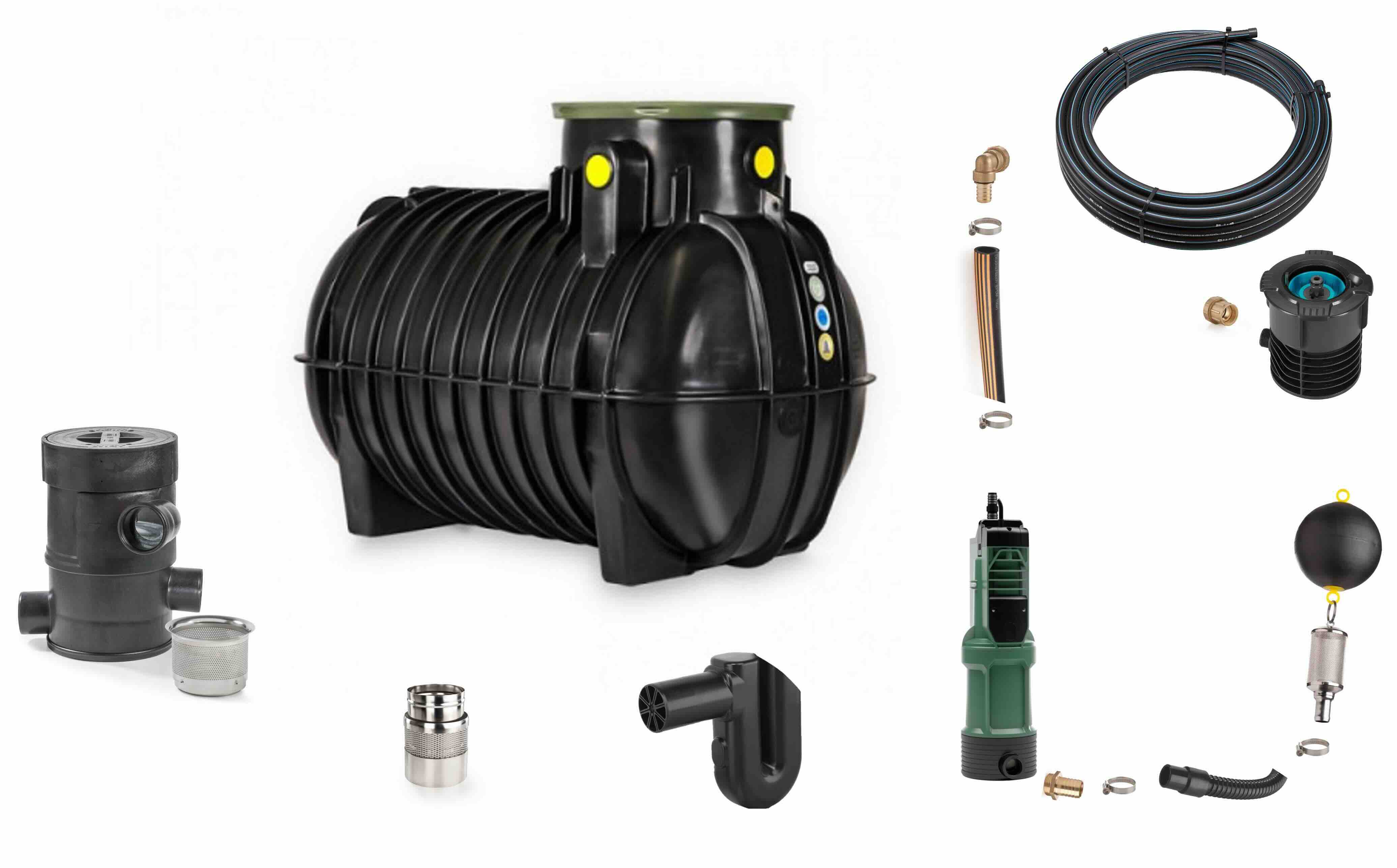 begehbares 5.000 l RTMO-Zisternen-Komplettset für Haus und Garten für bis zu 200 m² mit Wirbel-Feinfilter WFF 100