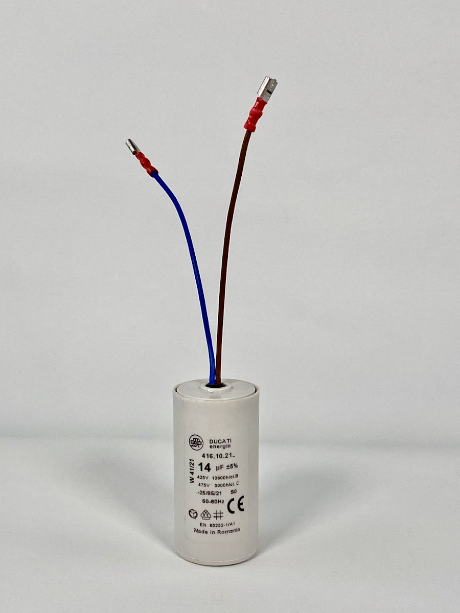 Kondensatoren für Pumpen und Regenwasserwerke, Kondensator 14 µF für Pumpe  Lowara 2HM4 (blaue Kühlrippen)