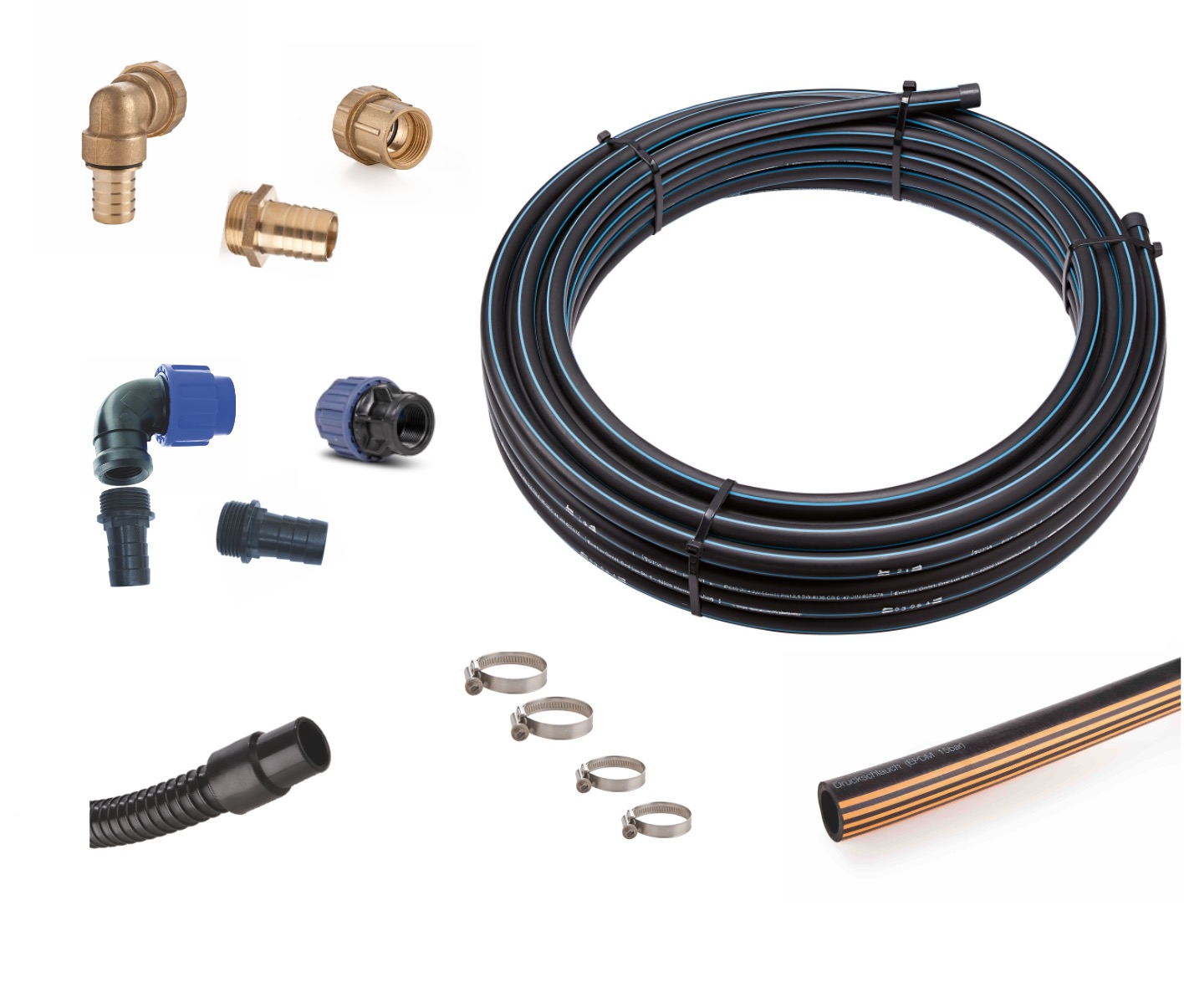 Schläuche und Anschlussteile für Regenwasser-Komplettset