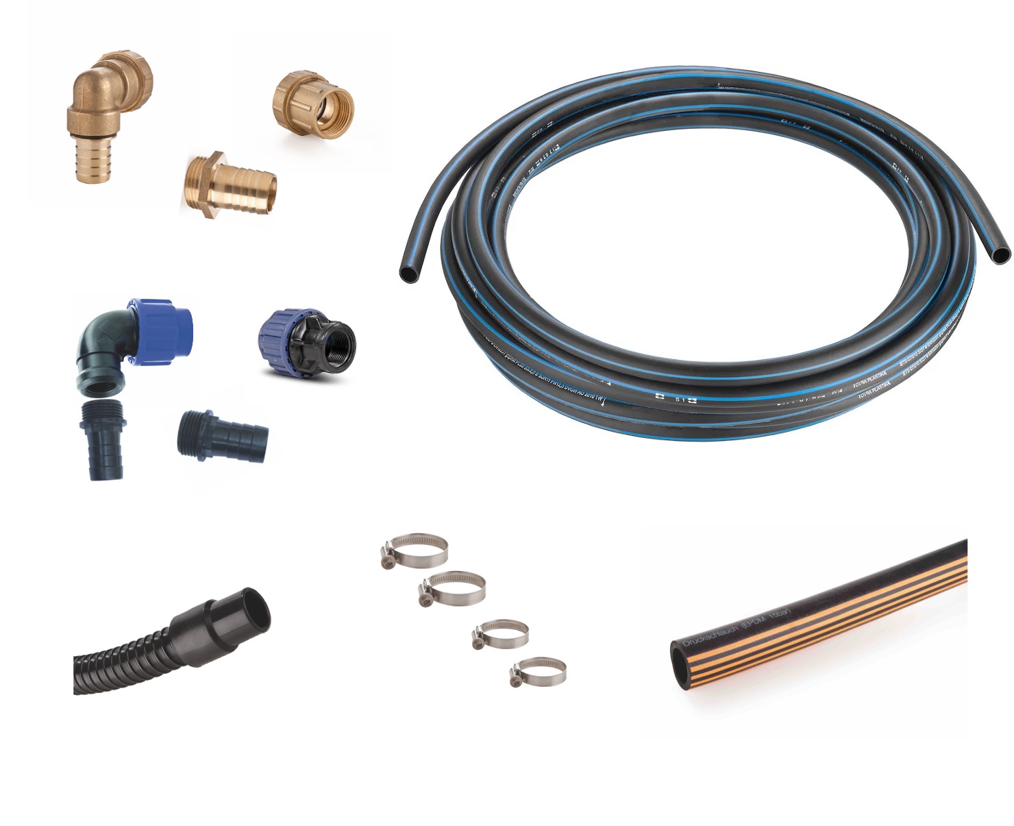 Schläuche und Anschlussteile für Regenwasser-Komplettset