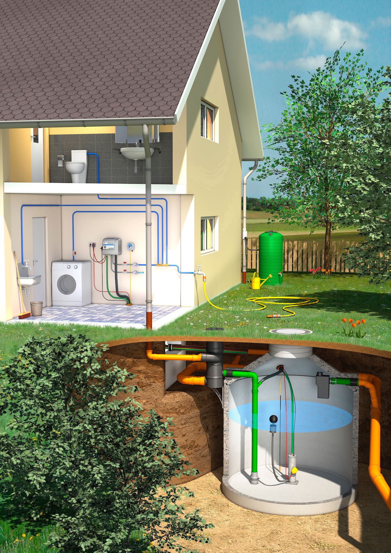 The setup of a rainwater system