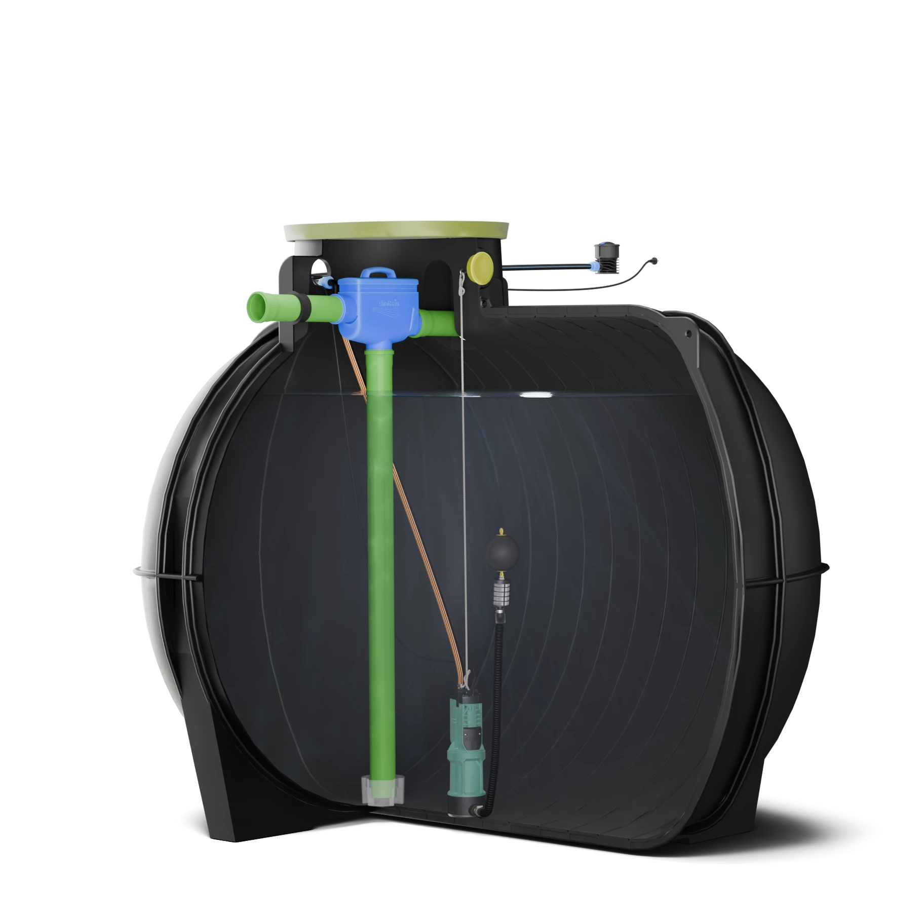 7500 l Regenwasser-Komplettanlage mit SlimRain-Gartenpaket, begehbar, Schnittansicht