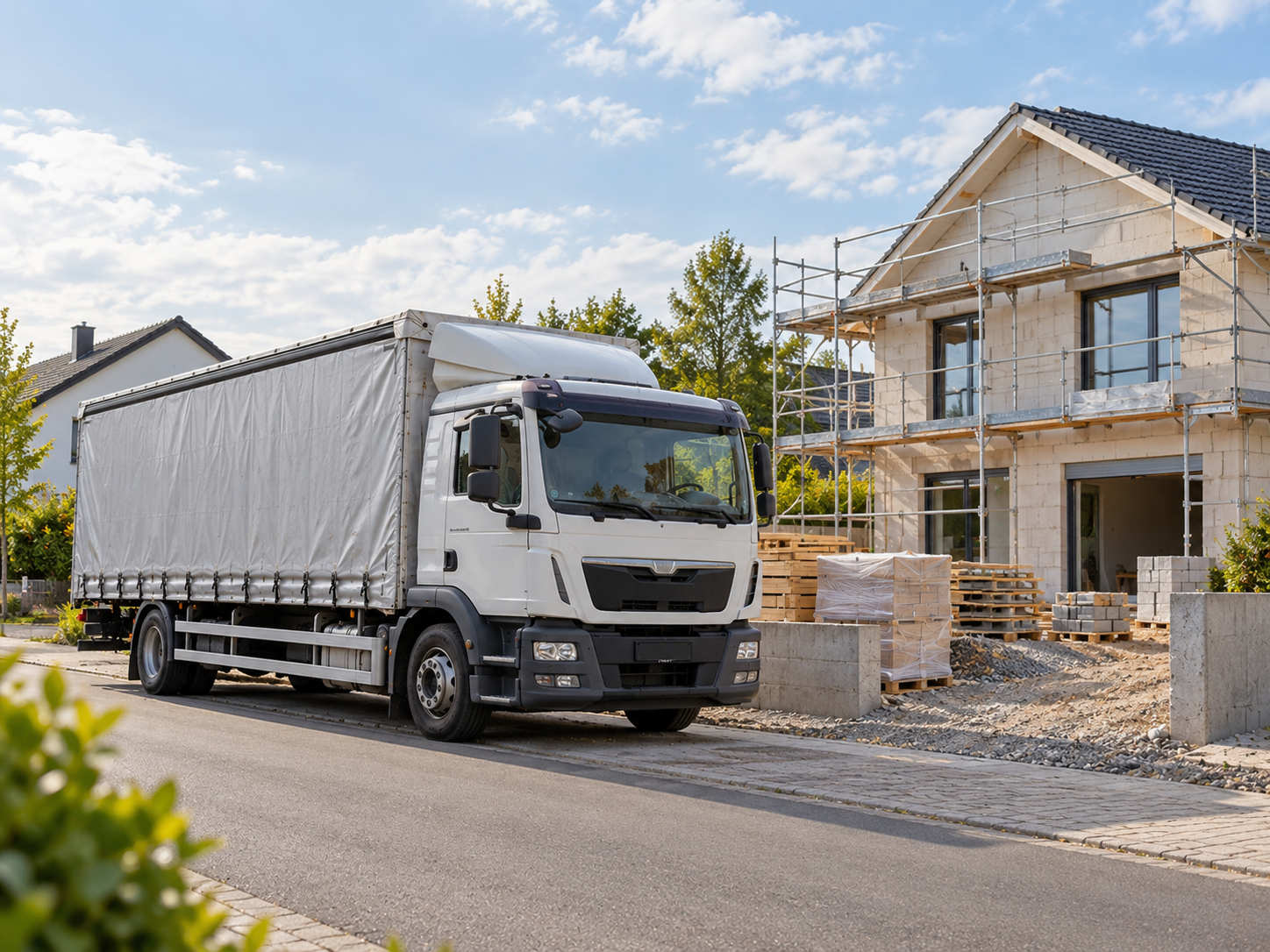 Ein Speditions-Lkw bei der Anlieferung