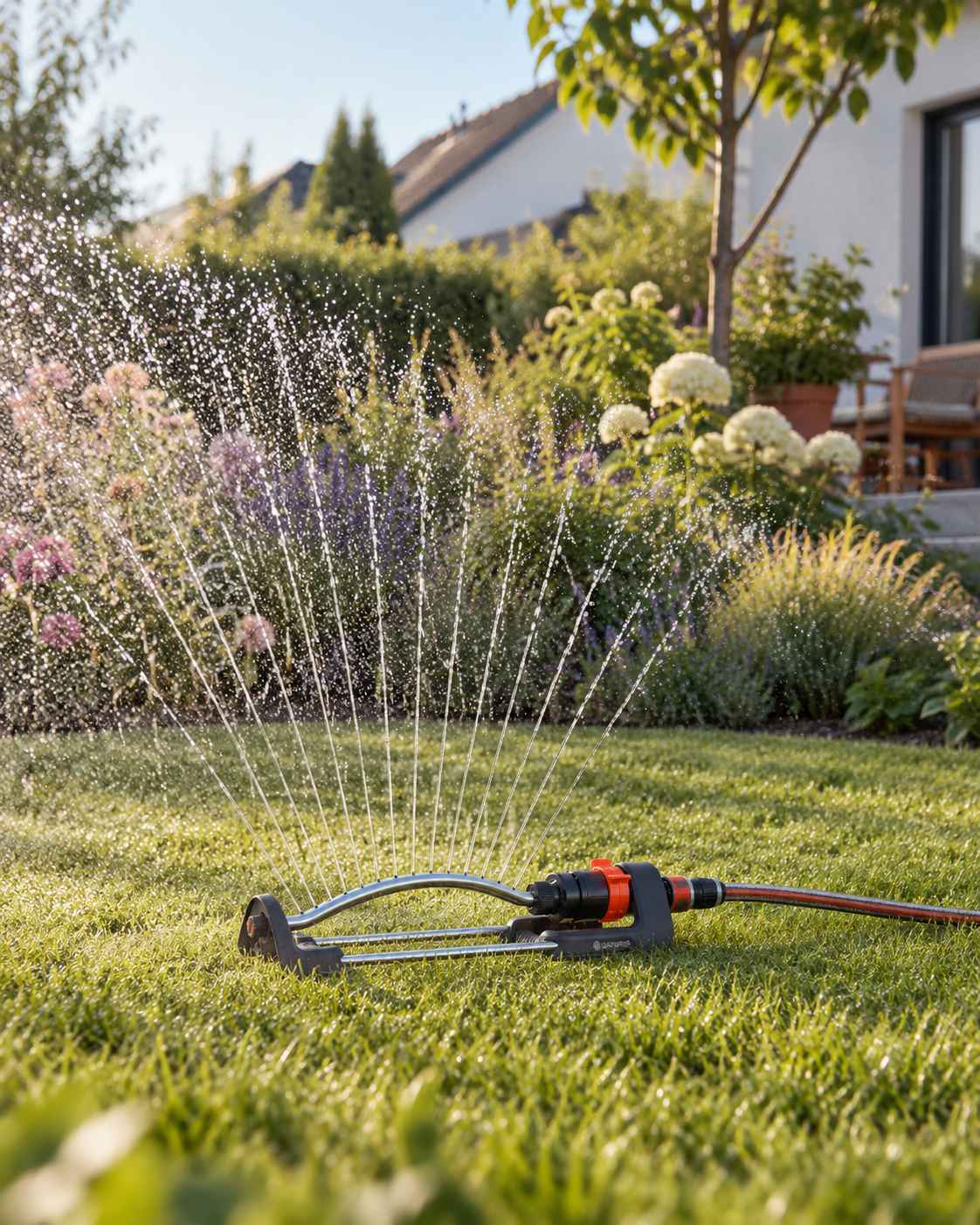 Gartenbewässerung mit einem Rasensprenger