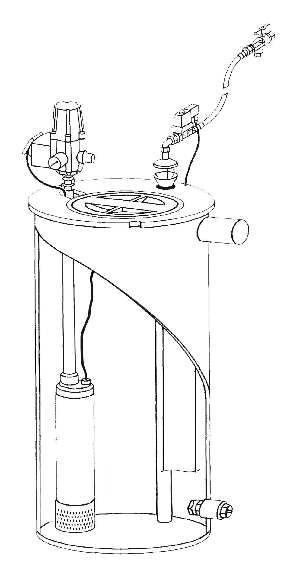 Maxima regnvandsenhed 350 L tank, WISY-tegning